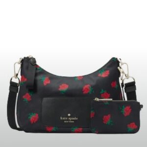 Kate Spade-Chelsea Rose 🌹Toss Crossbody Bag & Coin Pouch (Black/ Multi-Rose♠️♥)